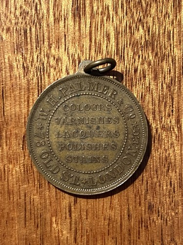 Antique W.H. Palmer & Co London Colourman Advertising Medal Coin By Lauer RARE - Picture 3 of 4