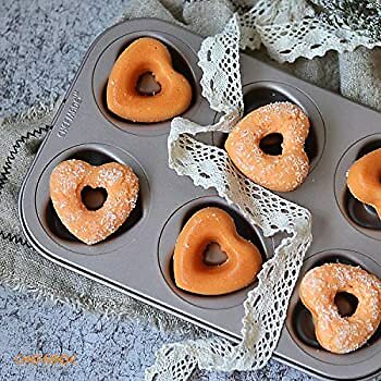 Donut Mold Cake Pan, 6-Cavity Non-Stick Heart-Shaped Doughnut