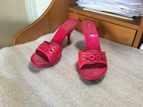 LOUIS VUITTON SANDALS HOT PINK FUSCHIA MULES Sz 37-7 PAT LEATHER  $1300-9.5LONG | eBay