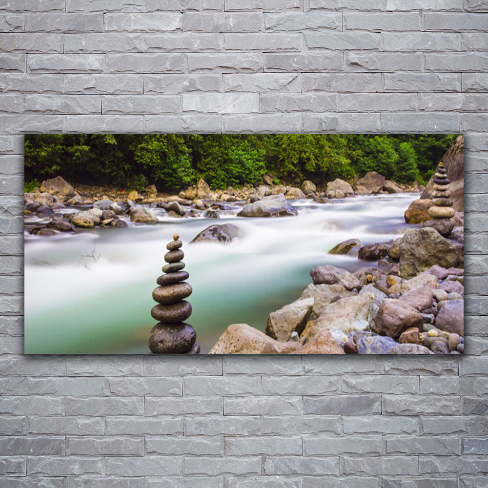 Tableau sur verre acrylique 120x60 cm Collection Premium Forêt et Lac