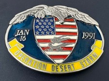 Vintage Men Jan 16th 1991 Operation Desert Storm US Army Military Belt Buckle