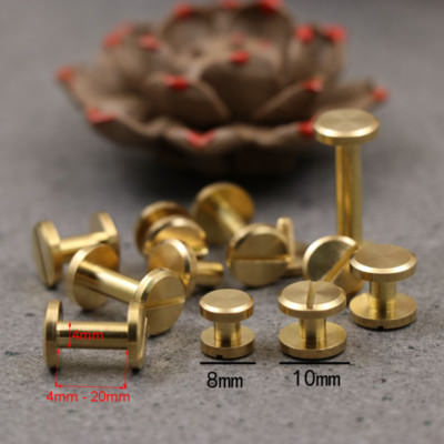5/20pc Solid Brass Leather Belt Wallet Chicago Screw Nail Stud Bind Rivet 3-25mm