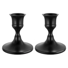Taper Candle Holders Vintage Metal Candlestick Holders for Set of 2 Black