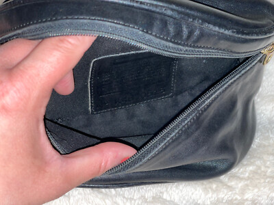 90's Coach Vintage Black Leather Canteen Waist Belt Fanny