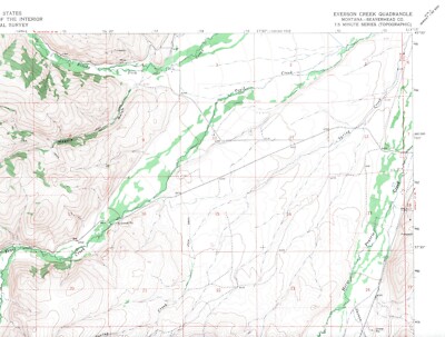 Everson Creek Quadrangle Montana 1965 USGS Topo Map 7.5 Minute Topographic