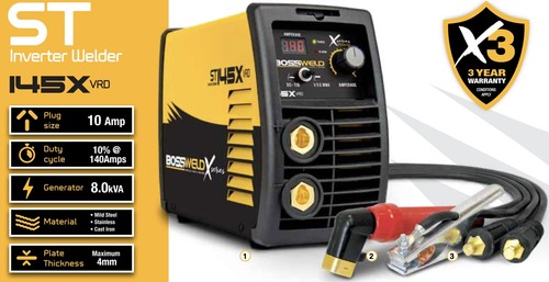 BOSSWELD X-Series ST 145X Stick MMA DC Lift TIG Welder, 140A Inverter, 691145 - Picture 2 of 4