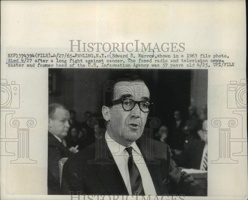1965 Press Photo Edward R. Murrow, radio and television newscaster New York
