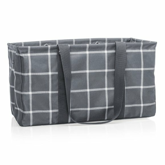 Thirty One Large utility beach laundry tote storage bag 31 gift Windowpane Plaid
