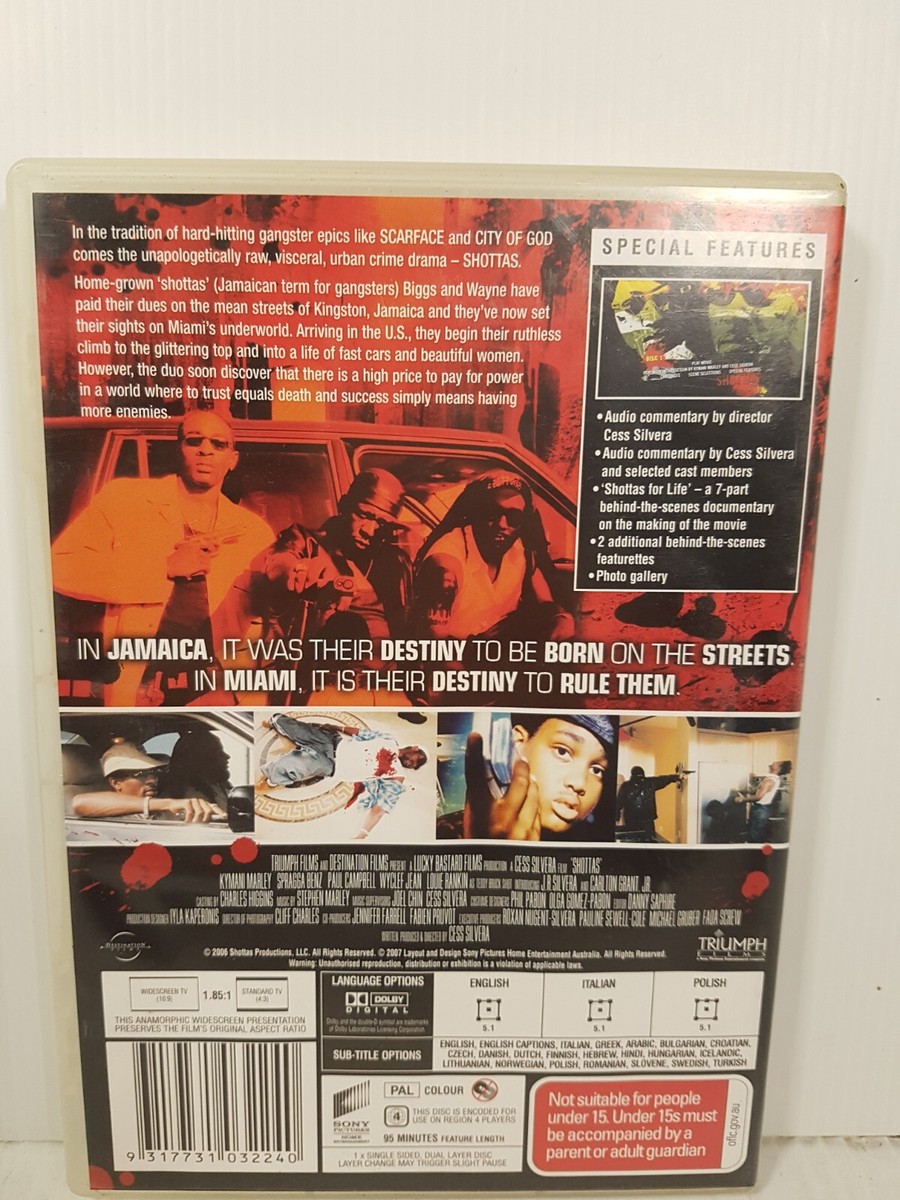 Shottas (Dvd, Region PAL) Jamacan gangster thriller Wyclef Jean