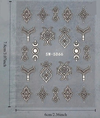 Scrolling Nail Art Transfer Stickers Tribal Indian Vintage Filigree Line Art - Picture 6 of 6
