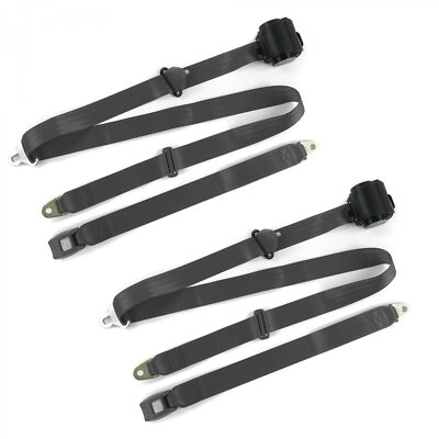Chevy LUV Truck 1972-80 STD 3pt Charcoal Retract Bucket  Seat Belt Kit-2 Belts