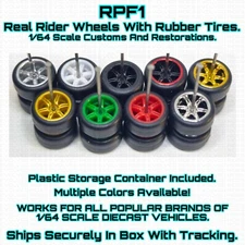 RPF1 6 Spoke Real Rider Wheels Rubber Tire For 1/64 Scale Custom Hot