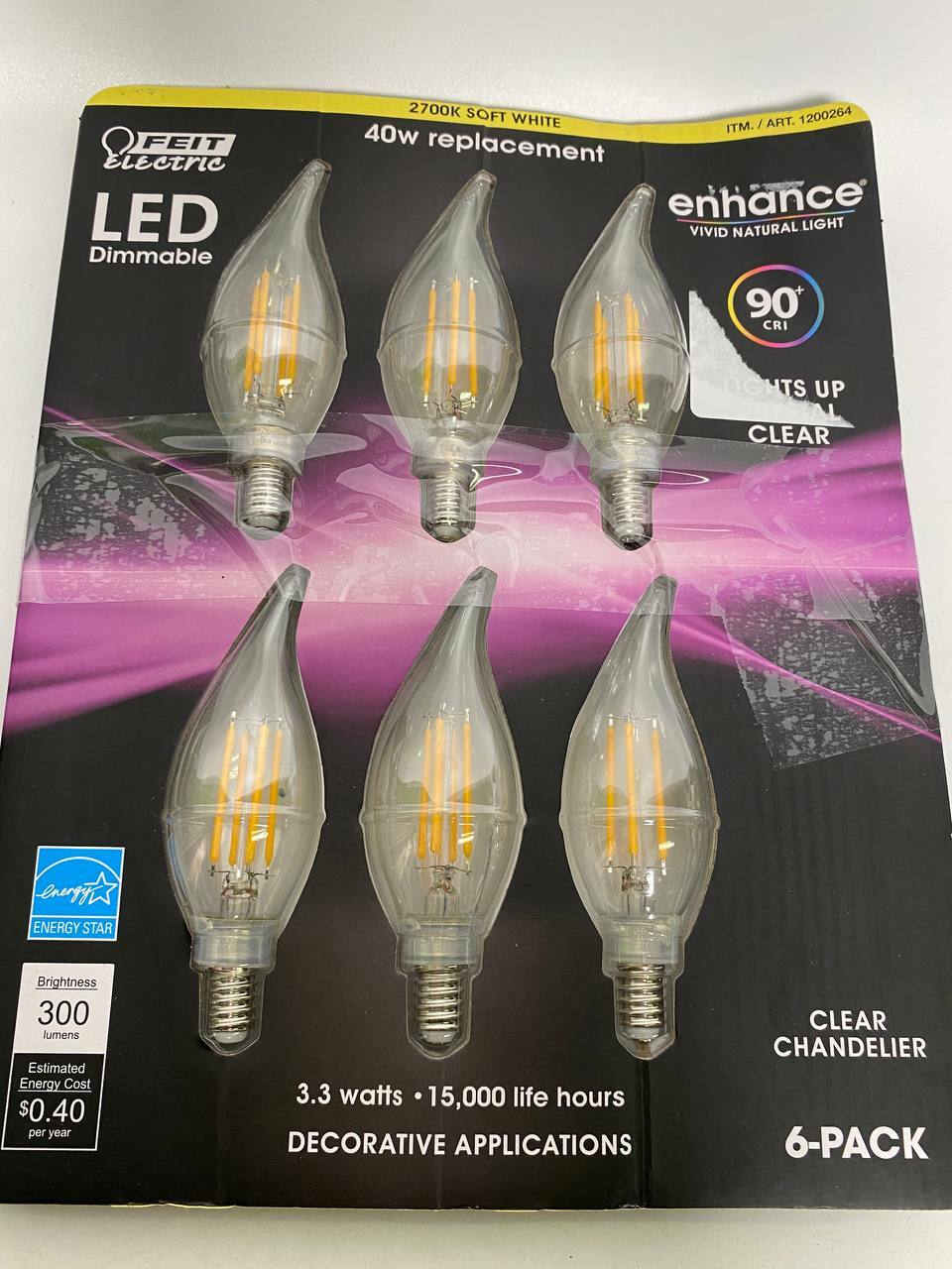 Feit Electric Led Chandelier Bulbs 6 Pack Soft White 3FR36 eBay