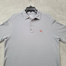 Tommy Bahama Island Zone Polo Shirt Mens Medium Gray Preppy Casual Golf Beach