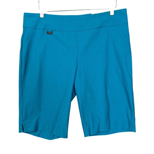 Peck and Peck Shorts Womens 16 Teal Blue City Slimming Panel Pull On Stretch NWT