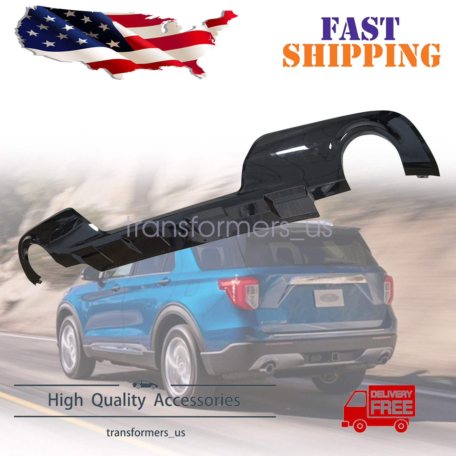 Air Dam Deflector Lower Valance Apron Rear Fit Ford Explorer 2020-2022 2023 2024