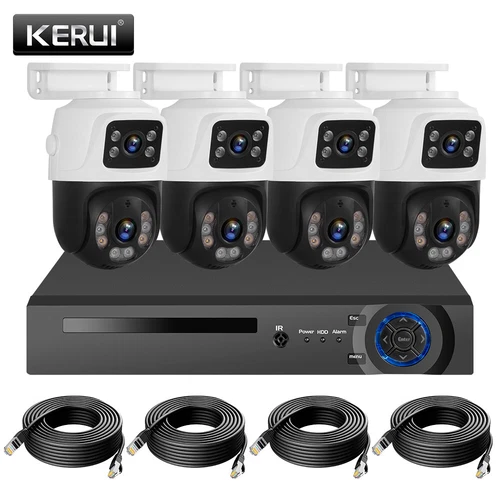 6MP POE Security Camera System w/ 4PCS PTZ Outdoor Home Security Cameras 8CH NVR