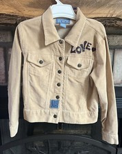 The Children's Place Kids Corduroy Jacket Love 70s Embellished L 10/12 Tan. Cute