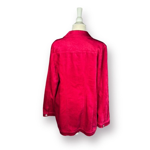 Chaqueta Chico's Mujer Roja Alargada Clásica Pana LS Claret EE. UU. Talla 12/14 Grande - Imagen 4 de 7