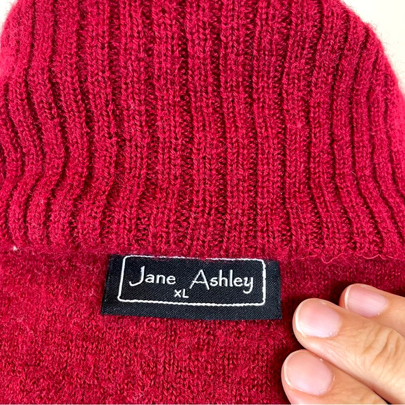 Jane Ashley Solid Red Wool Blend Button Collared … - image 2