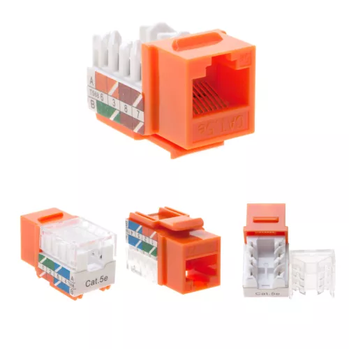 100 pack Cat5e 45° Angled Keystone Jack Network 110 Punchdown 8P8C Cat5