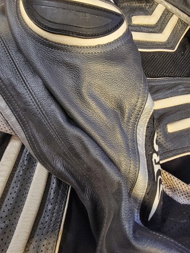JOE ROCKET Supermoto LEATHER PADDED MOTORCYCLE JACKET SIZE 46 BLACK & White Raci - Picture 5 of 12