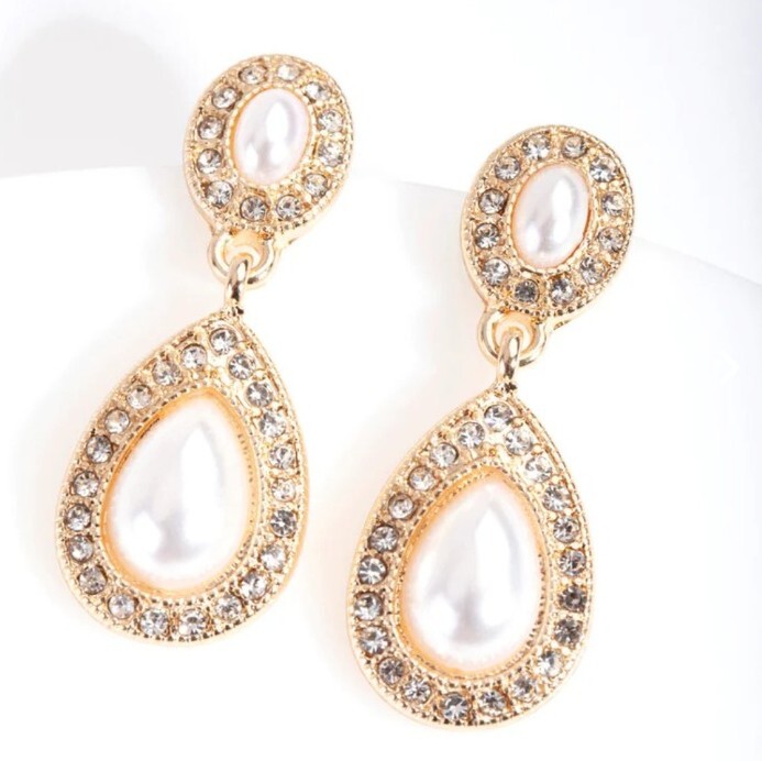 Pendientes de Boda Novia Lágrima Oro Diamante Novia Colgante Clásico Elegante