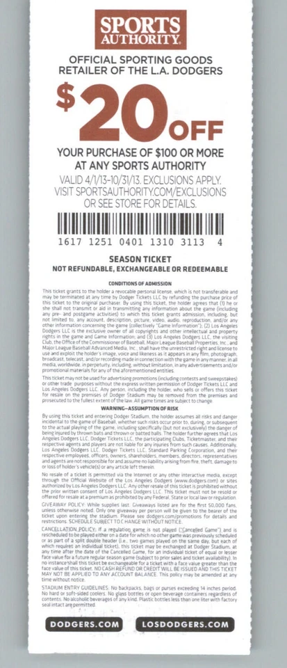 Boleto completo Colorado Rockies vs Los Angeles Dodgers 11/07/2013 - Chris Capuano 8K Foto 2 de 2