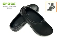 Crocs Slip Resistant Shoes Black - On The Clock Clogs, Nurse Shoes, Chef Shoes