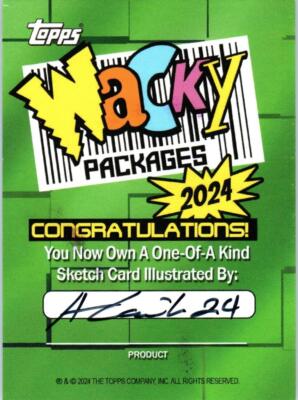 2024 WACKY PACKAGES ARTIST SKETCH CARD CHARACTER by Aaron Laurich