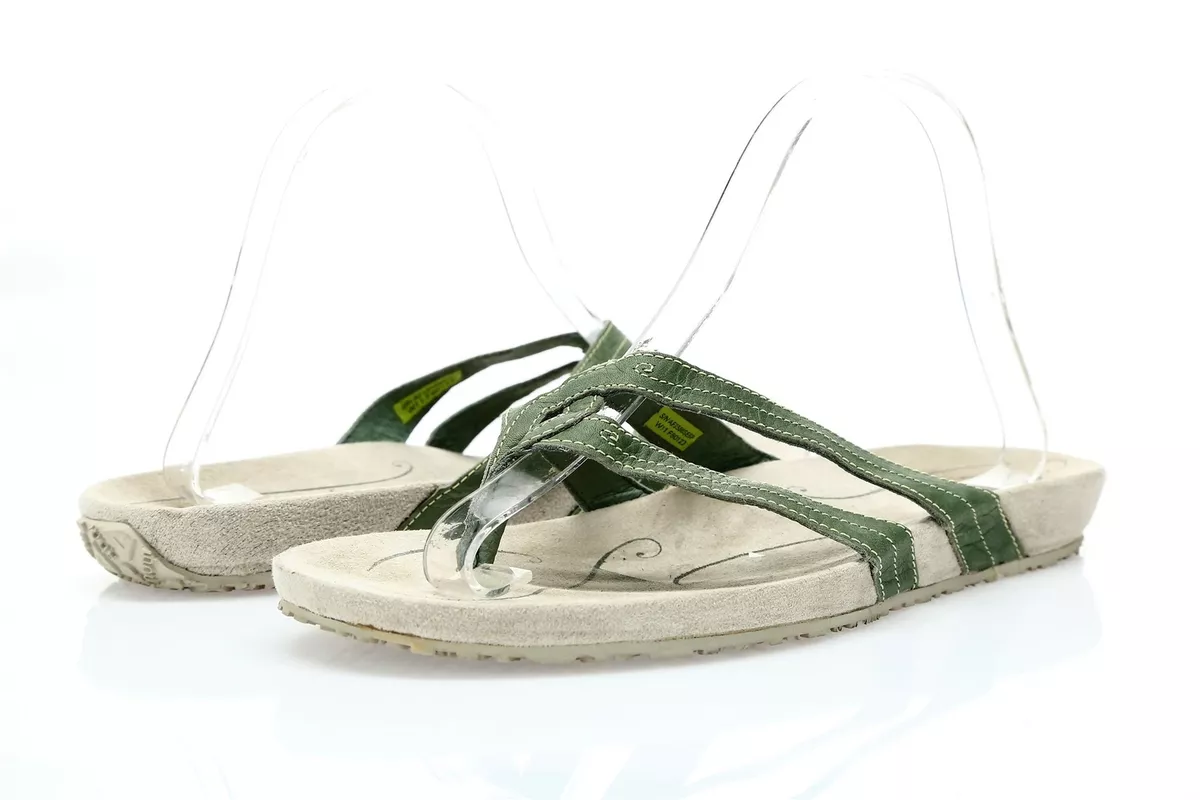 Womens AHNU Green Leather Flip Flops Sandals Sz. 11 eBay