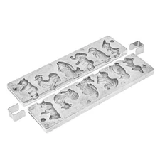 RUSSIAN VINTAGE USSR CAST IRON CANDY LOLLIPOP MOLD FORM BUNNY, PENGUIN, ELEPHANT