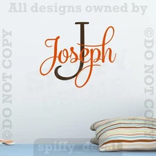 Monogram Personalize Custom Name Vinyl Wall Decal Nursery Bedroom Child Girl Boy
