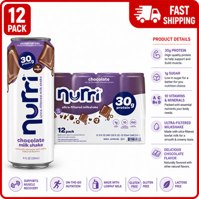 Nurri 30g Protein Chocolate Milk Shake 11 fl. oz., 12 pk.