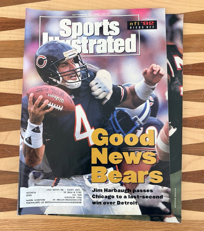 Sports Illustrated Sept 14, 1992 - Chicago Bears Jim Harbaugh "Good News Bears"