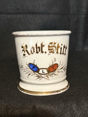 Antique Odd Fellows Personalized Fraternal Occupational Shaving Mug F. L. T.