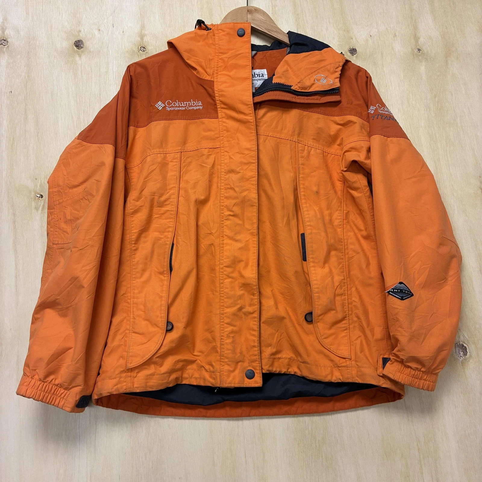 Columbia Sportswear Titanium Ski Jacket Womens Small Orange Full Zip Omni Tech