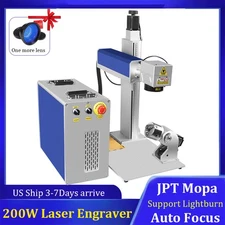 200W JPT Mopa M7 Fiber Laser Marking Machine Metal Engraver Autofocus Rotary US