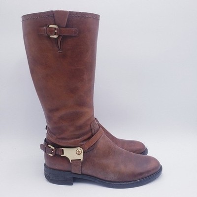 ECCO Hobart Harness Equestrian Brown Leather Mid Calf Riding Boots Size 7.5