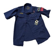 Boy Scouts Of America Youth Medium BSA Cub Scout Uniform Shirt Navy Blue Badges