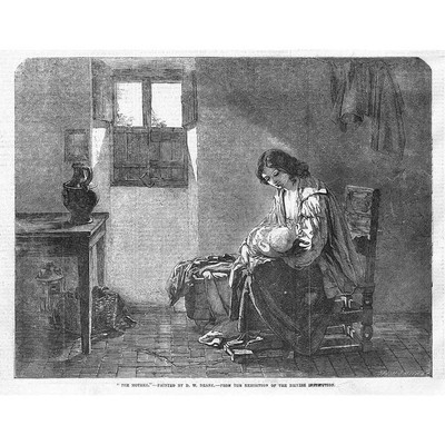 FINE ART The Mother by D W Deane - Antique Print 1855