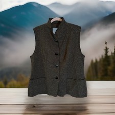 Janska Women’s Fleece Vest – Charcoal Gray Button Front, Size XL, Made in USA