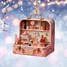 Personalized Makeup Box 2D Flat Acrylic Ornament, Makeup Set Xmas Tree Decor