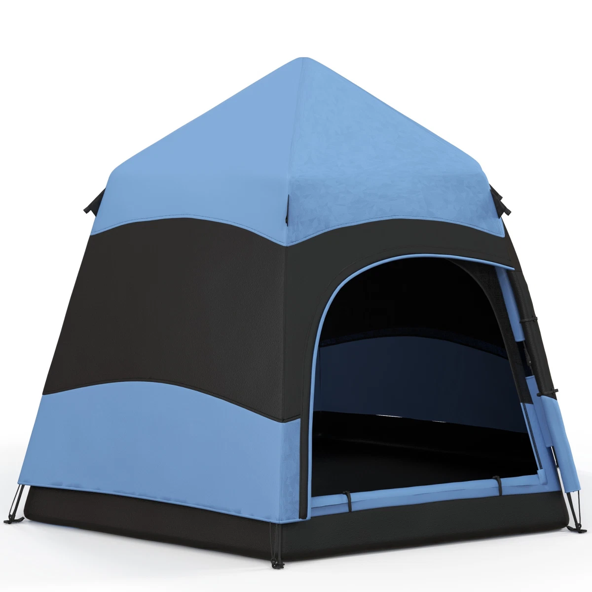 Pop Up Tent 275x275x170cm Blue/Black Polyester Fibreglass Mesh Oxford Floor 4PAX
