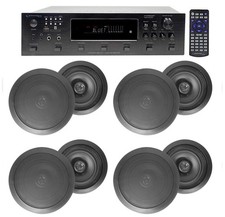 6000w 6 Zone, Home Theater Bluetooth Receiver 8 Black 8" Ceiling Speakers