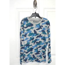 Tucker + Tate Boys Long Sleeve Crew Tee in Grey Light Heather Animal Camo Size 7