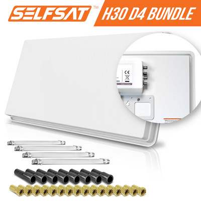 Selfsat H30D4+ 4 Teilnehmer SAT Flachantenne FLAT + Fensterdurchführung
