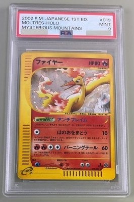 PSA 9 Moltres 019/088 Mysterious Mountains 1st Ed Pokemon Card