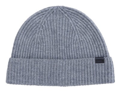 HUGO BOSS - STRICKMÜTZE MÜTZE BEANIE FILIPPO - WOLLE KASCHMIR - GRAU - NEU