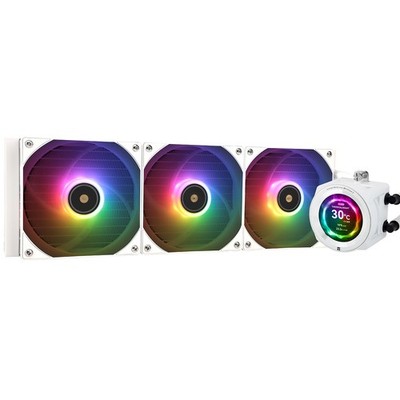 CORE Vision 360 White ARGB CPU AIO Cooler,IPS LCD Screen with 480 * 480 Resol...